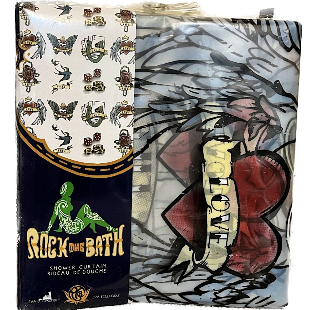 Fun Rock the Bath Tattoo Shower Curtain